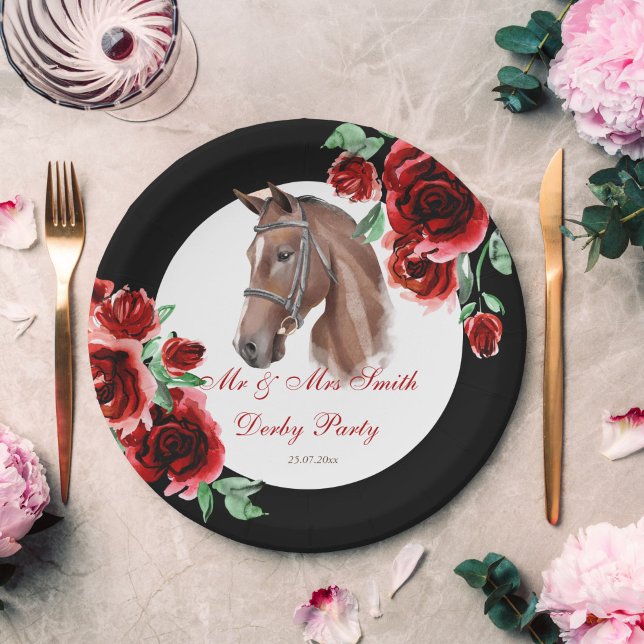 Derby party horse equestrian party personalised paper plate (Creator Uploaded)