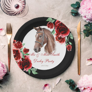 Derby party horse equestrian party personalized paper plate