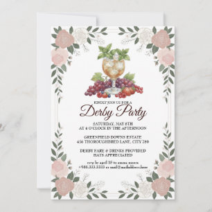 Derby Party Invitation Floral Mint Julep Design