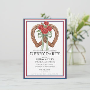 Derby Party Invitation Horseshoe Floral Wall Art