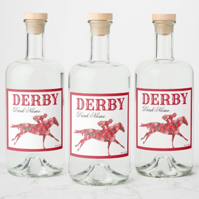 Derby Party Red Roses Drink Liquor Bottle Label (Bottles)