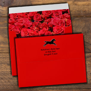 Derby Racehorse Roses Lined Red Envelope