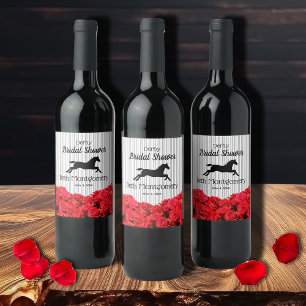 Derby Racehorse Roses Stripes Bridal Shower Wine Label
