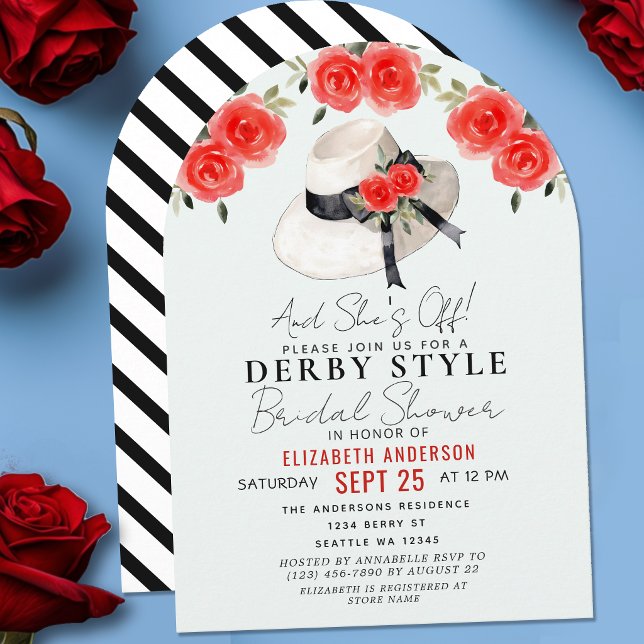 Derby Style Big Hat Rose Bridal Shower Arch Invitation (Creator Uploaded)