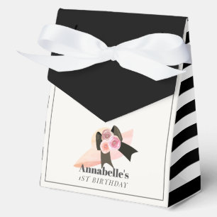 Derby Style Big Pink Hat Rose 1st Birthday  Favour Box