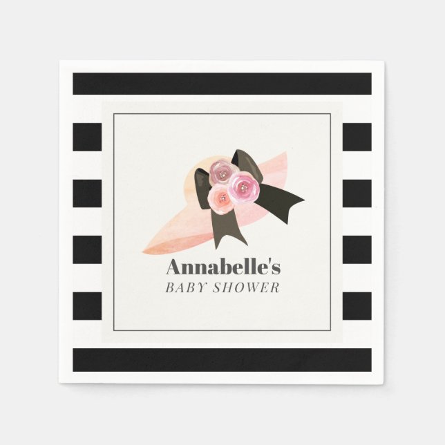Derby Style Big Pink Hat Rose Baby Shower Napkin (Front)