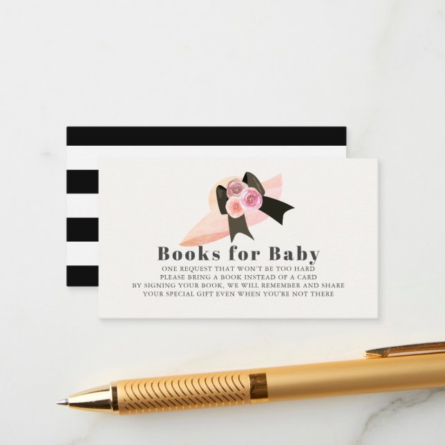 Derby Style Big Pink Hat Rose Books for Baby Enclosure Card (Front/Back In Situ)