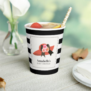 Derby Style Big Red Hat Rose Baby Shower Paper Cups