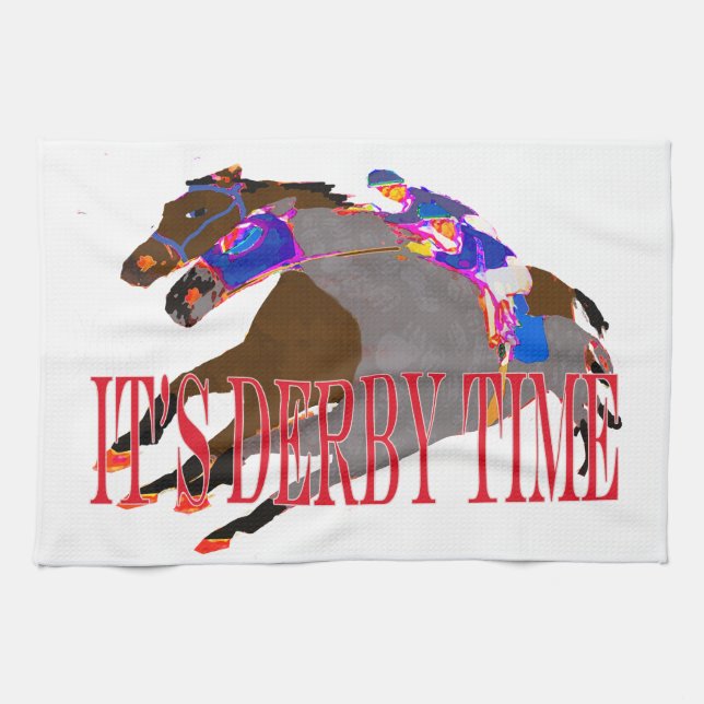derby time 2016 Horse Racing Tea Towel (Horizontal)