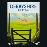 Derbyshire Landscape travel poster<br><div class="desc">Derbyshire Landscape travel poster in a beautiful vintage style.</div>