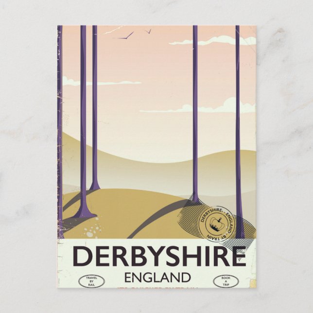 Derbyshire vintage rail poster. postcard (Front)