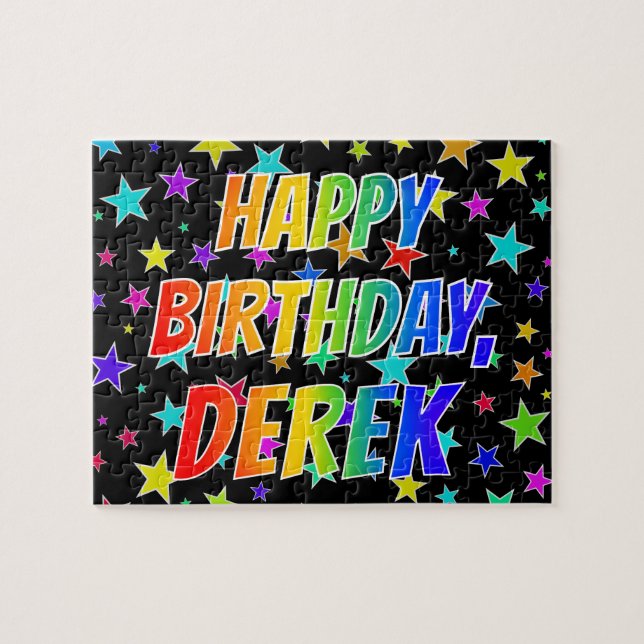 "DEREK" First Name, Fun "HAPPY BIRTHDAY" Jigsaw Puzzle (Horizontal)