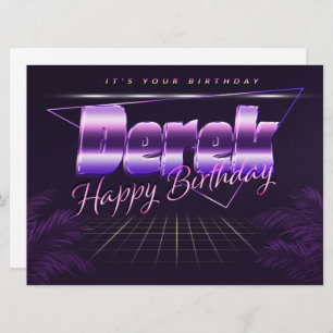Derek Name First name lila retro card Birthday