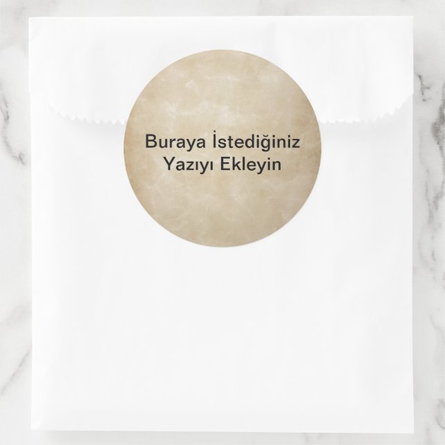 Deri Görünümlü Tasarım Classic Round Sticker (Bag)