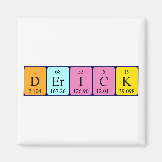 Derick periodic table name magnet (Front)