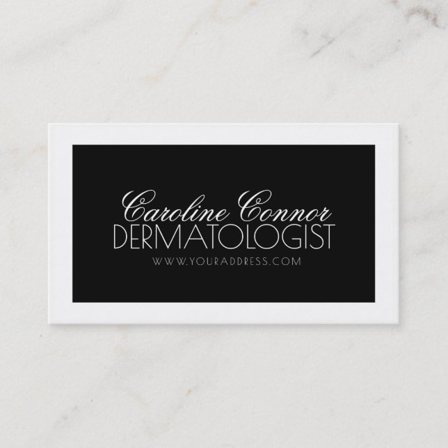 Dermatologist Black & White Bold Design Card (Front)