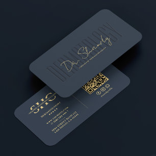 Dermatologist Cosmetologist Blue Monogram Modern Business Card