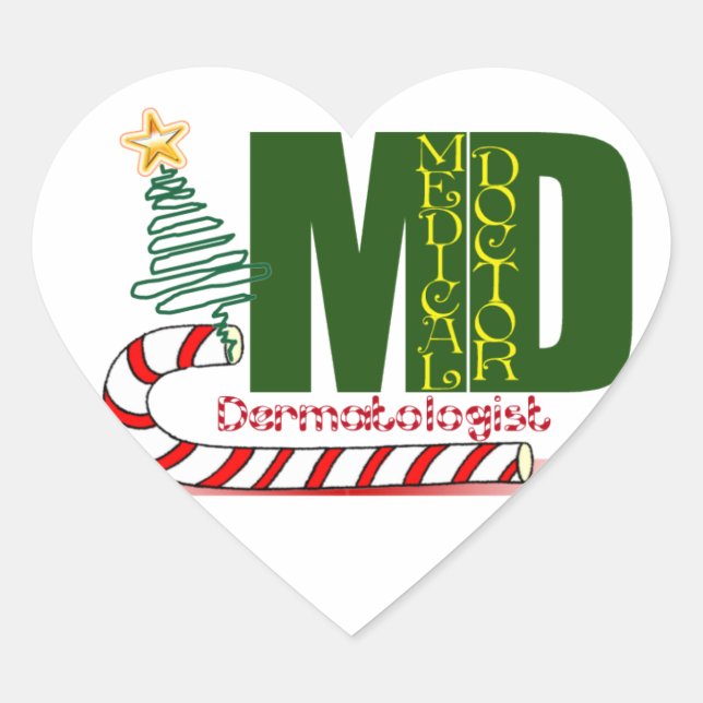 Dermatologist MERRY CHRISTMAS Heart Sticker (Front)