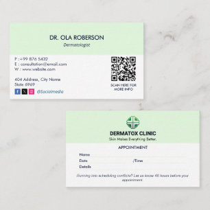 Dermatology Clinic Business Clean Appointment Business Card