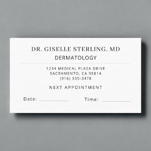 Dermatology Doctor Office Appointment Card