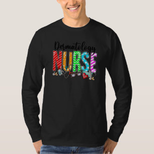 Dermatology Nurse Plaid Red Love Heart Stethoscope T-Shirt