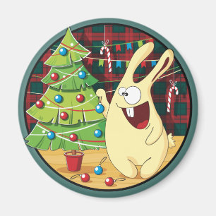 Derpy Christmas Rabbit Magnet