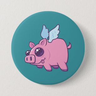Derpy Kawaii Flying Piggy Cutie 7.5 Cm Round Badge