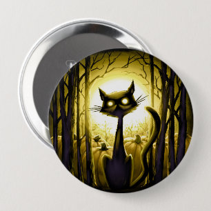Derpy Little Halloween Cat in a Pumpkin Patch 10 Cm Round Badge