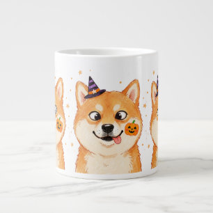 Derpy Shiba Inu Halloween Pumpkin Large Coffee Mug