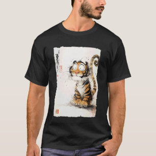 Derpy Tiger with Googly Eyes Funny Japanese Comic T-Shirt