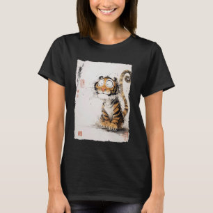 Derpy Tiger with Googly Eyes Funny Japanese Comic  T-Shirt