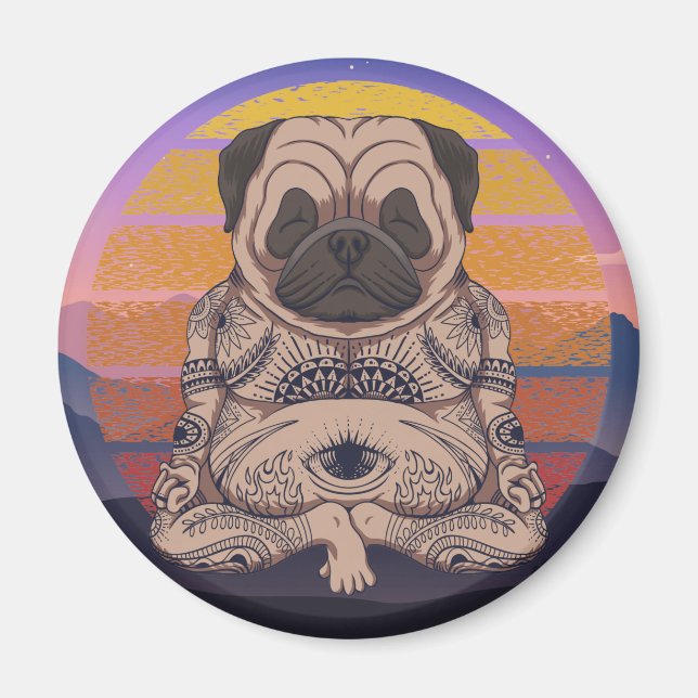Derpy Yoga Pug Magnet (Front)