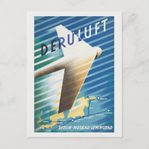 Deruluft Germany Vintage Poster 1934 Postcard
