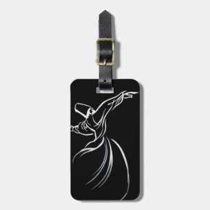 Dervish Line Drawing Calligrapy Style In White Luggage Tag