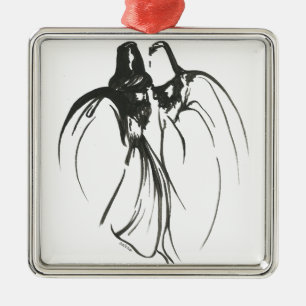 Dervish Mystical Brotherhood Line Drawing In Black Metal Tree Decoration