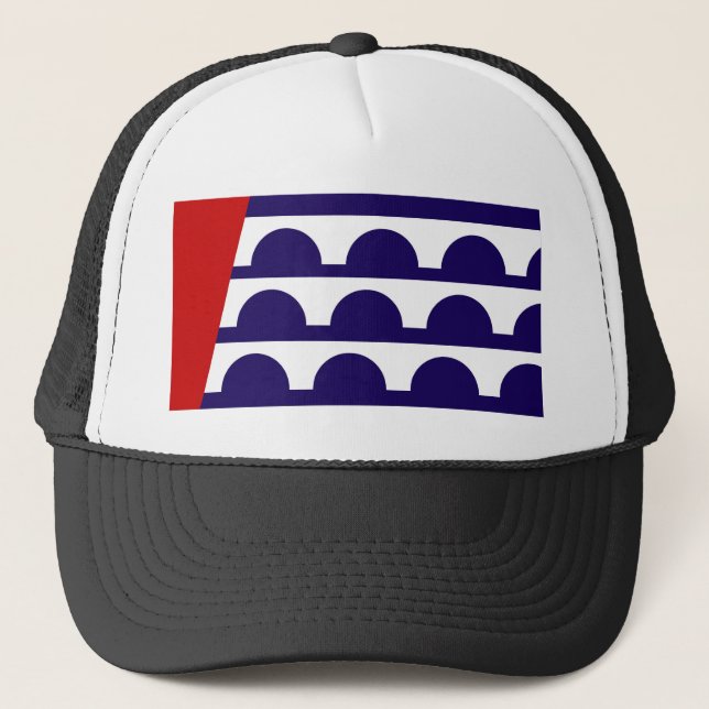 des moines city flag united state america iowa trucker hat (Front)