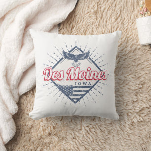 Des Moines City Iowa United States Vintage USA Cushion