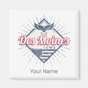 Des Moines City Iowa United States Vintage USA Magnet