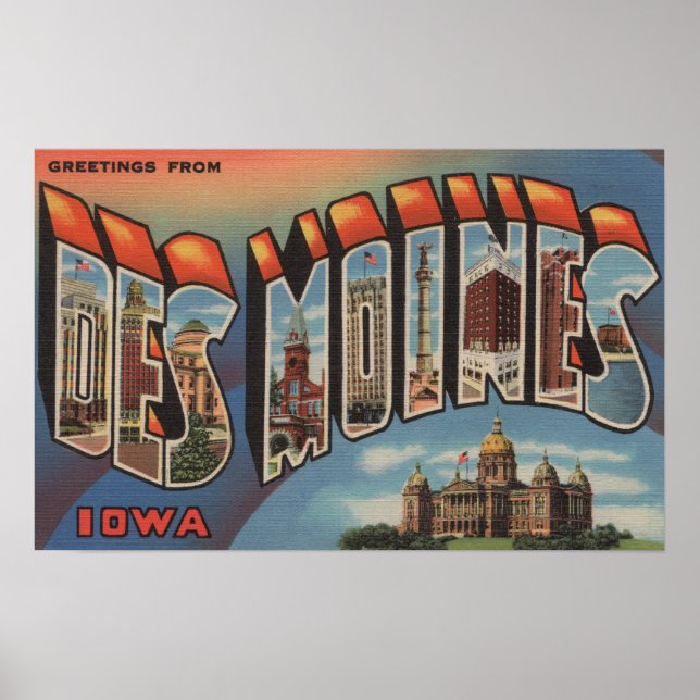 Des Moines, Iowa (Capital Building) Poster (Front)