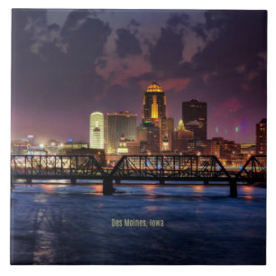 Des Moines, Iowa cityscape Ceramic Tile