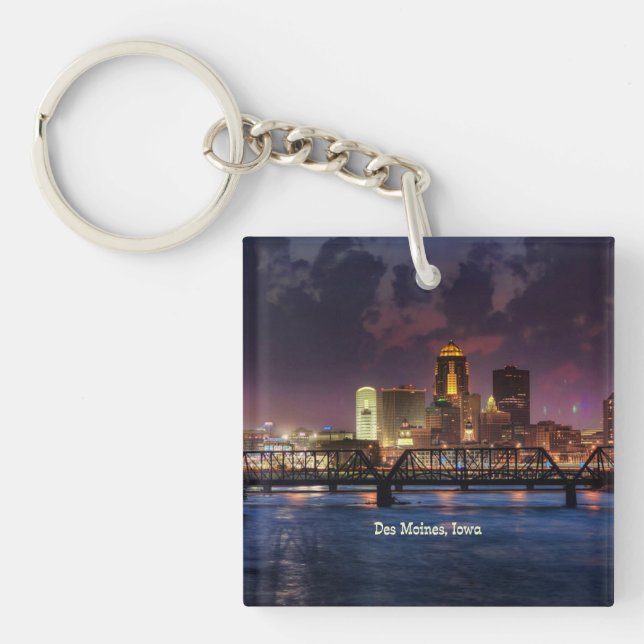Des Moines, Iowa cityscape Key Ring (Front)
