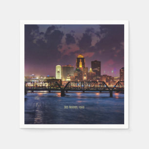 Des Moines, Iowa cityscape photograph, Napkin