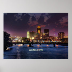 Des Moines, Iowa cityscape Poster