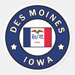 Des Moines Iowa Classic Round Sticker