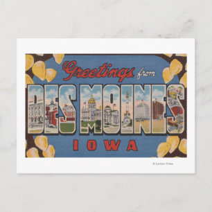 Des Moines, Iowa - Large Letter Scenes 2 Postcard