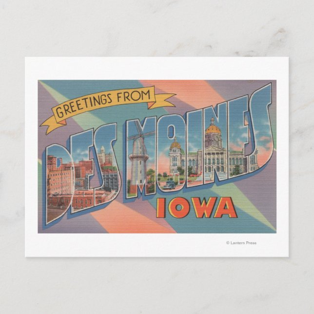 Des Moines, Iowa - Large Letter Scenes 3 Postcard (Front)