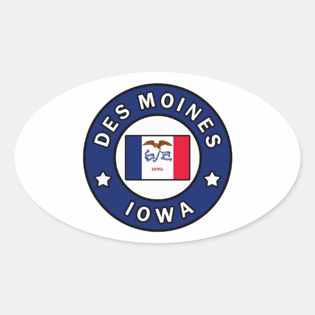 Des Moines Iowa Oval Sticker (Front)