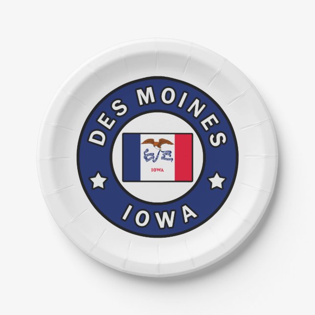 Des Moines Iowa Paper Plate (Front)
