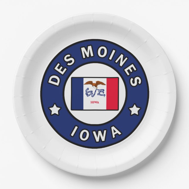 Des Moines Iowa Paper Plate (Front)