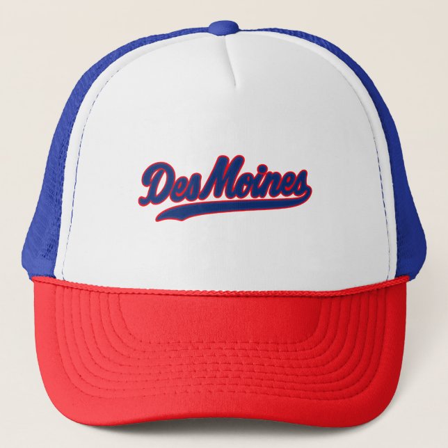 Des Moines Iowa Script Design | Retro City Trucker Hat (Front)